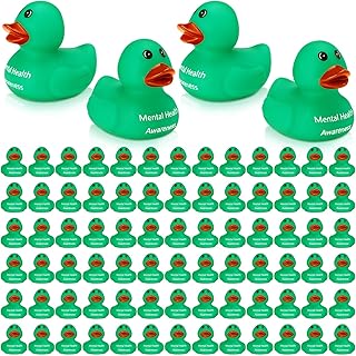 30 Pcs Mental Health Awareness Rubber Ducks Green Rubber Ducks Mental Health Gifts Anxiety Relief Ducks for Friend Family Students Coworkers Fundraiser Gifts Supporting Minds (Mental Health)