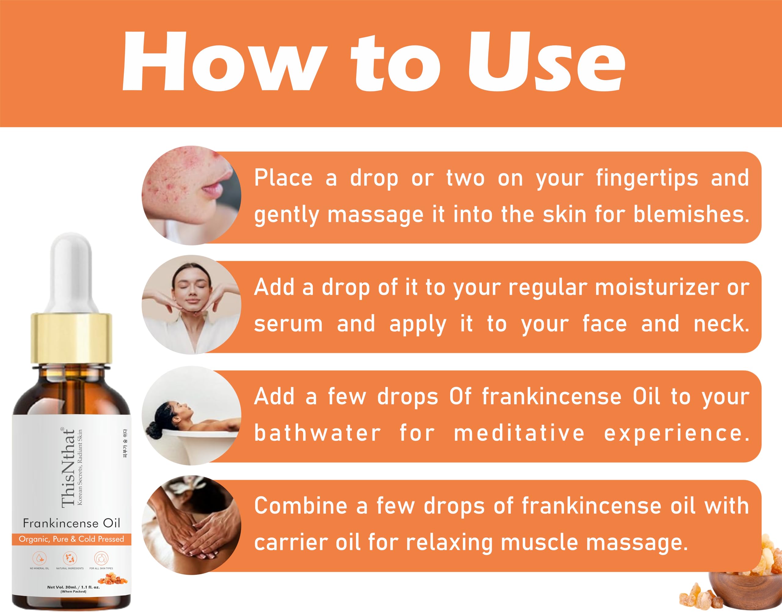 ThisNthat Frankincense Essential Oil (30ml) β 100% Pure & Organic | Anti-Aging Oil for Face, Improve Skin Tone & Elasticity | Hair Growth, Dry & Itchy Scalp | Boswellia Essential Oil for Skin & Hair Care 3