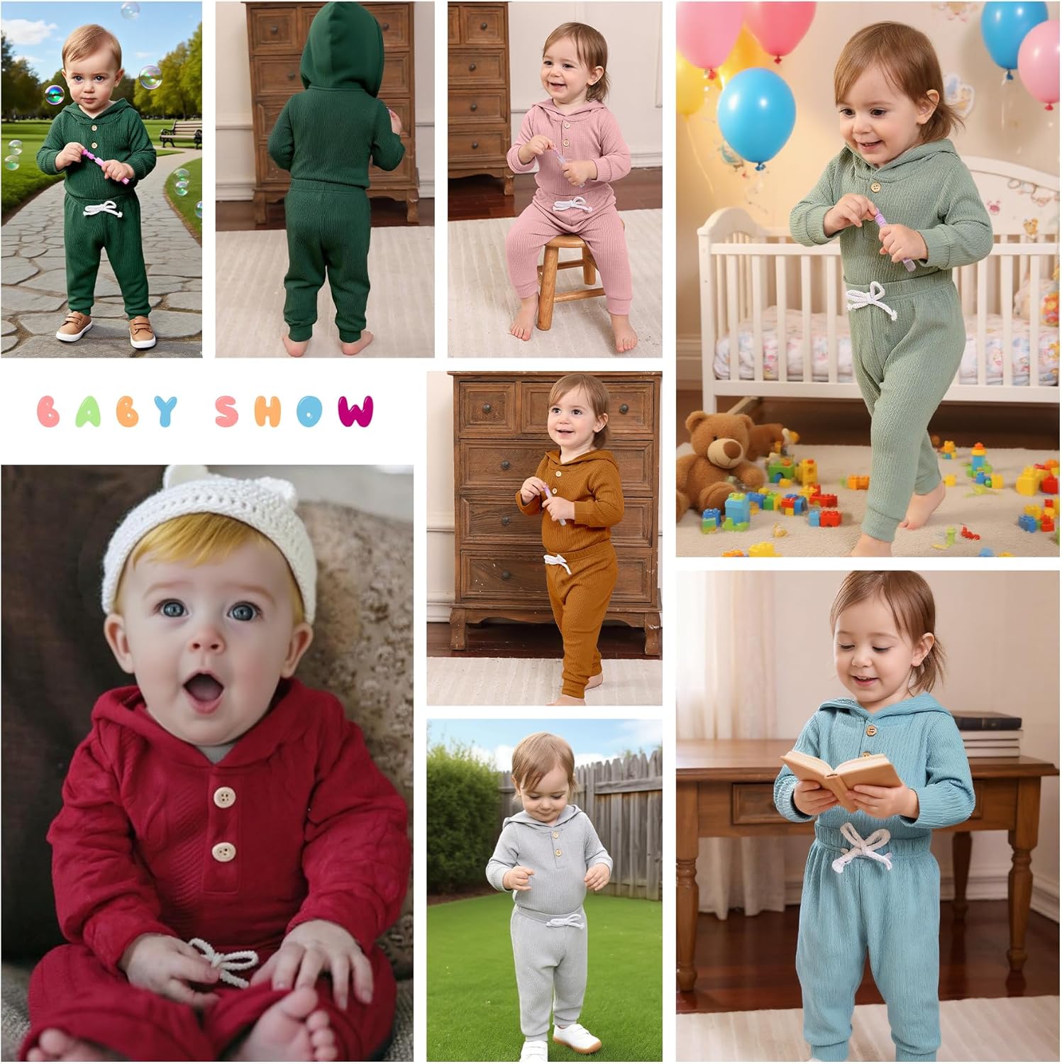 YOUNGER TREE Newborn Baby Boy Girl Clothes Hooded Long Sleeve Romper Pants Set Solid Ribbed Infant Fall Winter Outfits - Image 5
