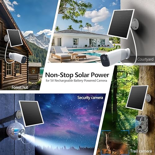 Miniatura 3 de Cargador de panel solar de 6 W para cámaras de seguridad al aire libre. Micro USBUSB - CDC (35 x 135) se adapta a cámara EufyWyzeRing, cable de 9.8