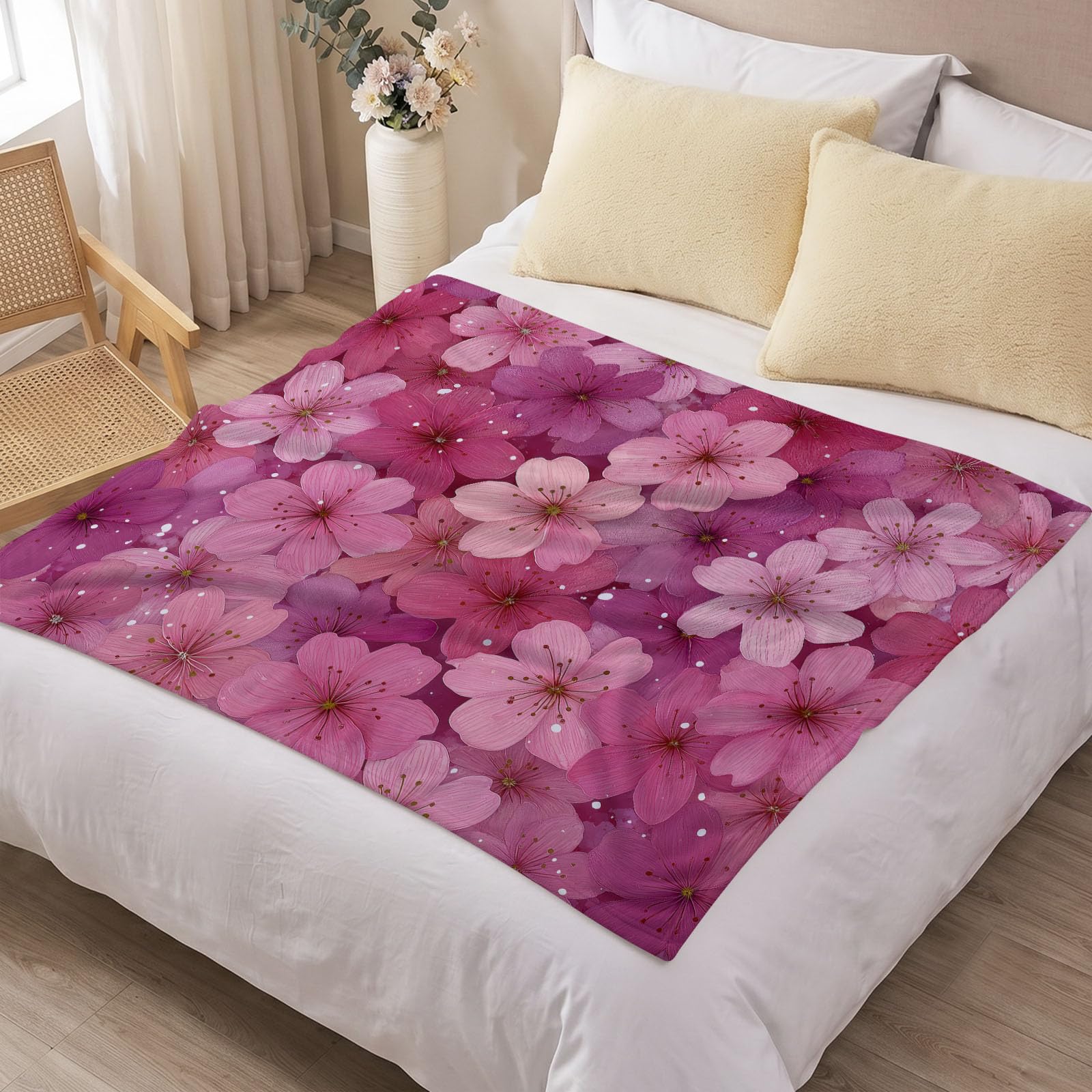 Koc Romantyczny Kwiatowy 150 x 200 cm Narzuta Dzieci Nastolatek