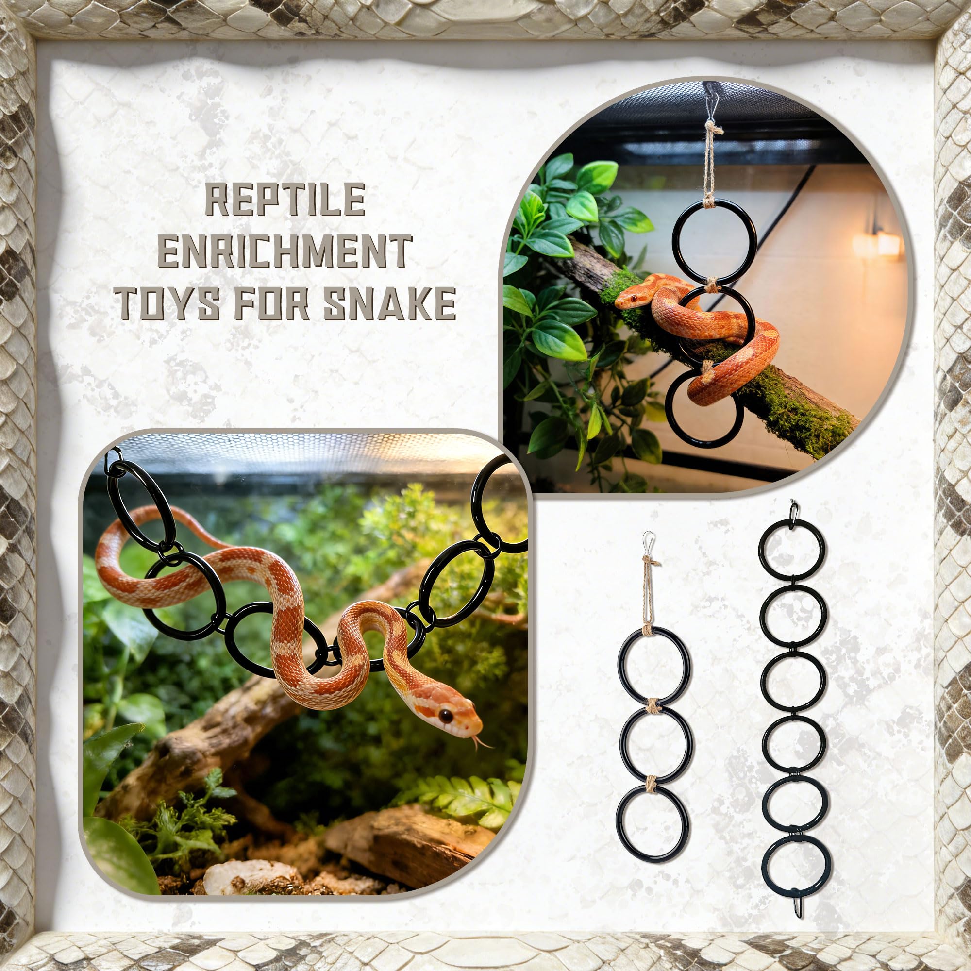 Schlangen Kletter Ringe für Ball Python und Corn Snake Reptilien Beschäftigungs Spielzeug für Schlangen Ball Python Terrarium Dekoration Reptilien Terrarium Zubehör Bearded