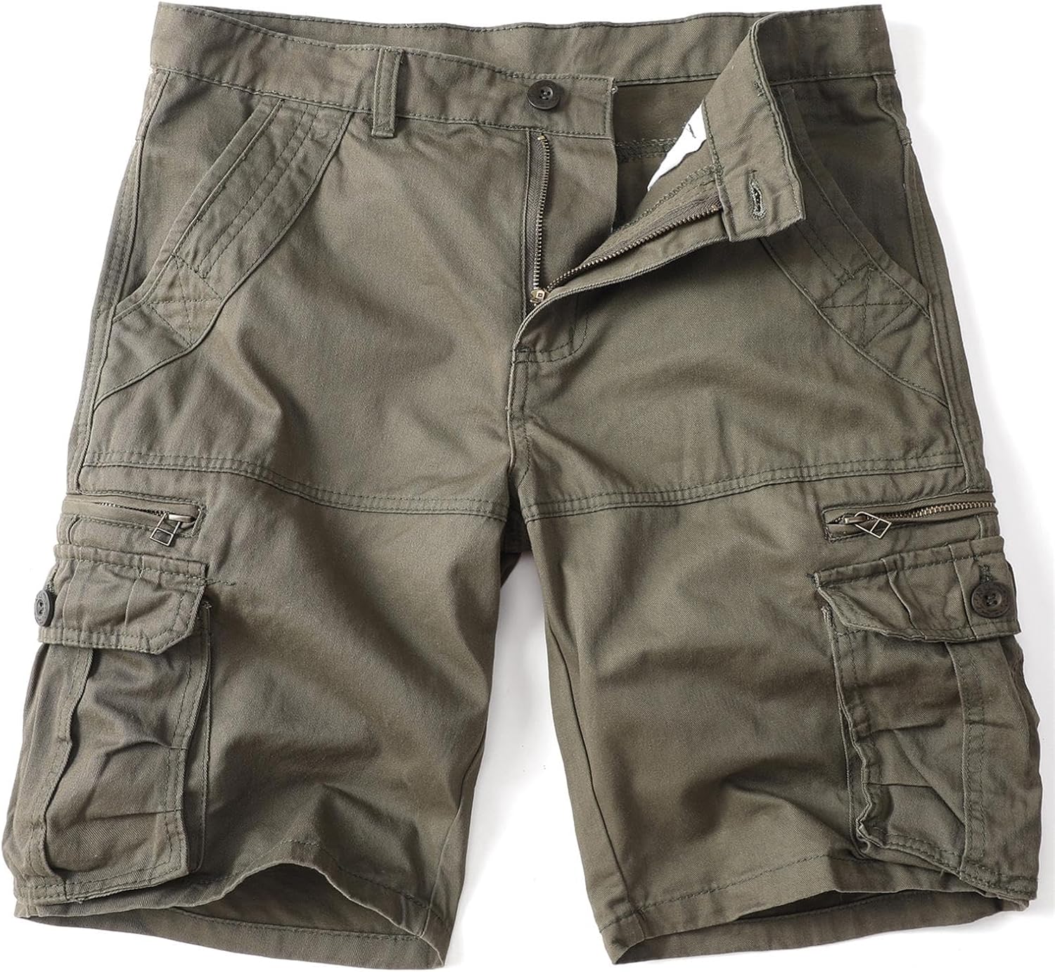 Men's Cargo Shorts Cotton Work Relaxed Fit Casual Outdoor Shorts Zipper with Multi Pockets