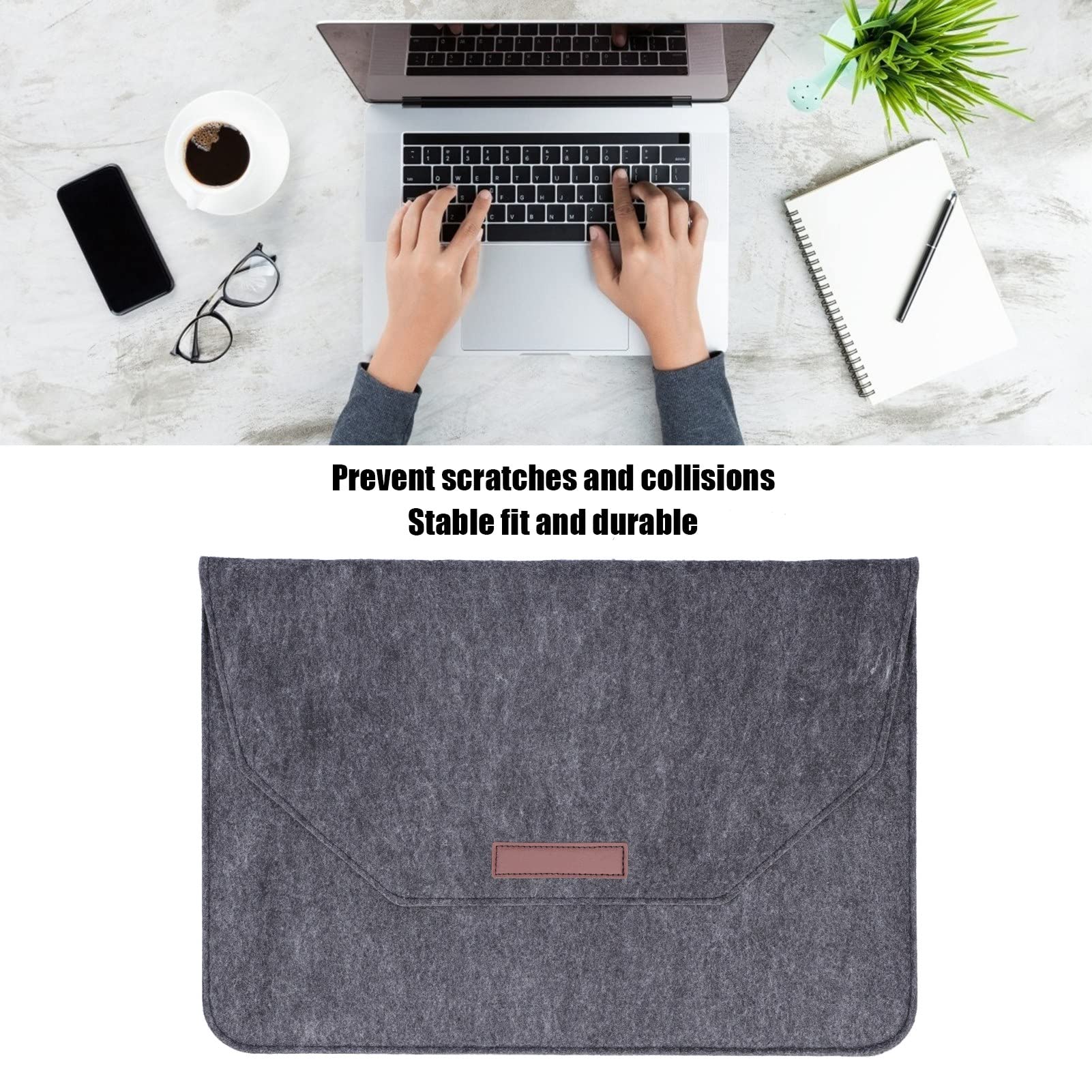 Cocoarm Felt Laptop Sleeve Bag, 13-15.6in Waterproof (15.4 inch)