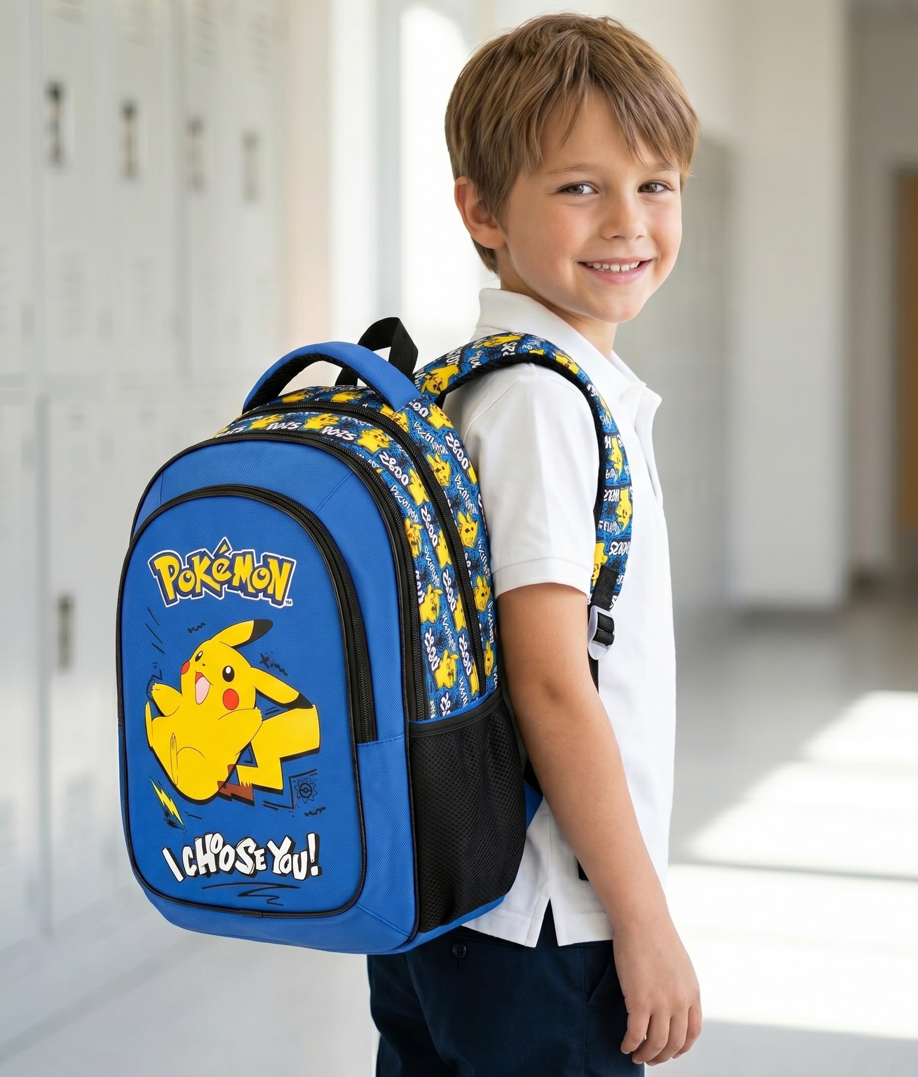 Pack Escolar Niño Primaria - Mochila Ergonómica Gran Capacidad 43x33x20 cm y Estuche 3 Cremalleras Completo (46 Piezas) - Diseño para Pokémon Fan (6-10 Años)