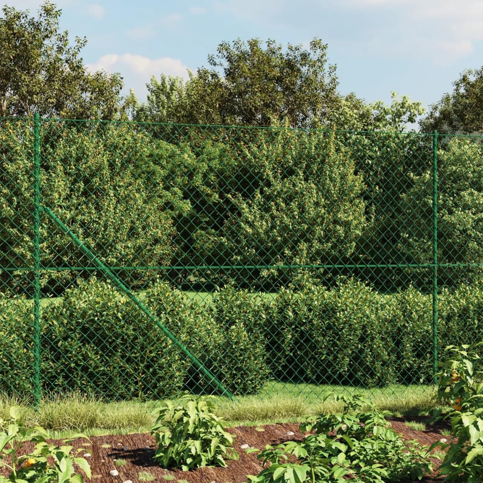 Cerca de Alambre con Pinchos de Anclaje Vallas de Jardin Vallas metalicas Malla Jardin Vallas para Jardin metalicas Exterior Verde 1,8x25 m 153933