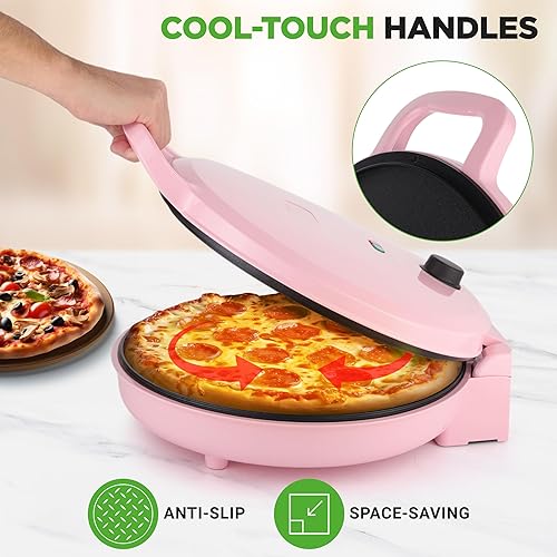 Miniatura 5 de NutriChef Máquina para hacer pizza de encimera | Cocinador de pizza eléctrico antiadherente de 1500W | Hace pizzas personales de 12", huevos,