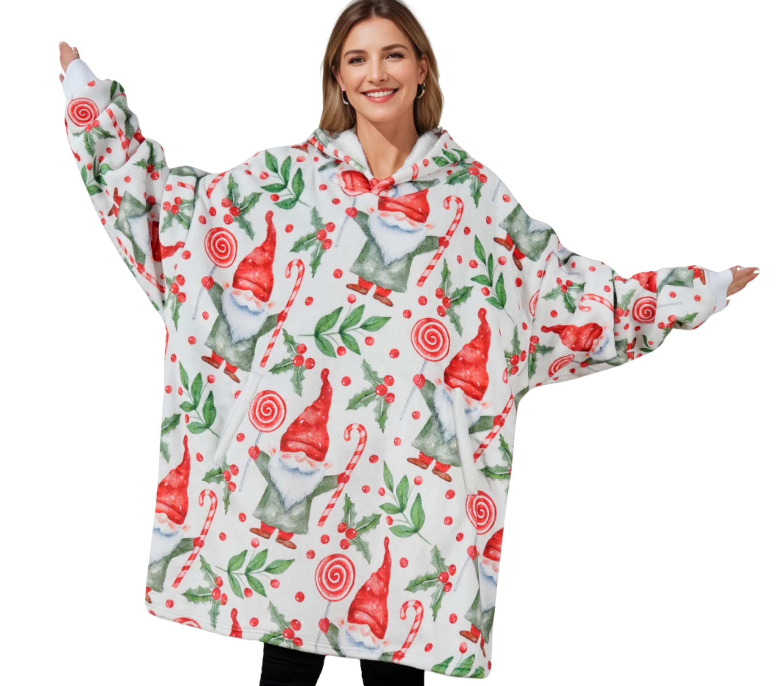 Huglanket Gonk Gifts for Women Men, Blanket Hoodies for Gonk Lovers, Oversized Flannel Hooded Blankets, One Size Fits All-Christmas