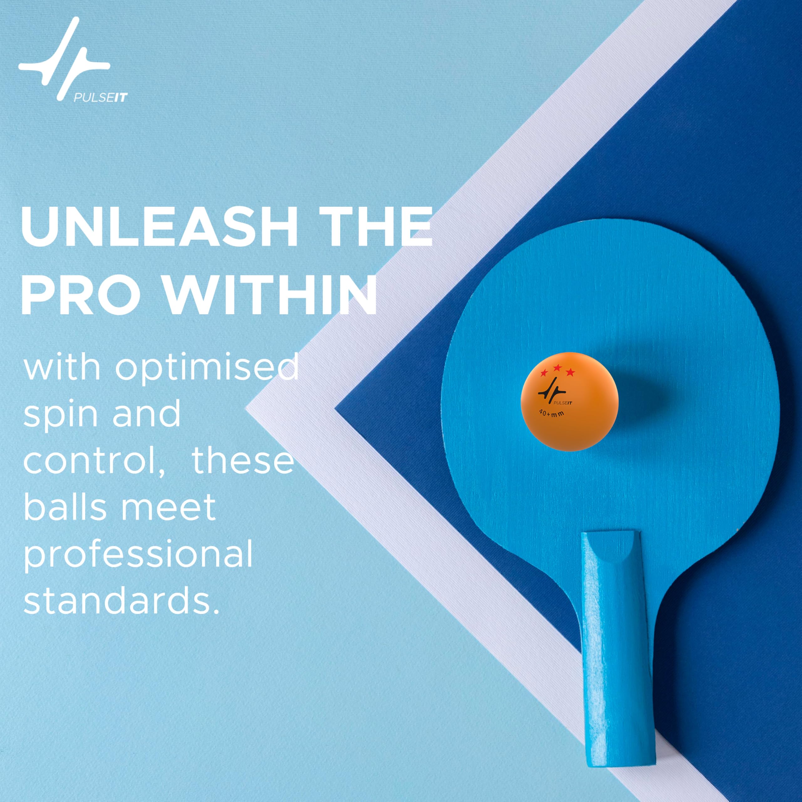 PulseITBounce - High Performance Table Tennis Balls, 40+ for Professional Matches, 3-Star Ping Pong Balls for Kids & Adults Training, Durable ABS Plastic (Orange) (Pack of 3) 3