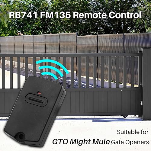 Miniatura 2 de El control remoto mejorado RB741 FM135 funciona para GTO Mighty Mule Gate Opener Transmisor Control, Reemplazar # RB742, RB743, RB744, FM135,