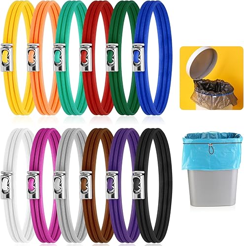 Miniatura 8 de GliCraft Juego de 8 bandas de goma ajustables para botes de basura grandes, coloridos, se adapta a bolsas de basura multifunción de 8 a 33 galones,