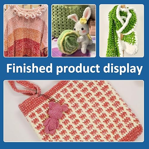 Miniatura 7 de Hilo de chenilla de 14 onzas, hilo de felpilla de terciopelo suave para tejer y tejer, hilo de terciopelo con marcador de puntada, agujas de ojo