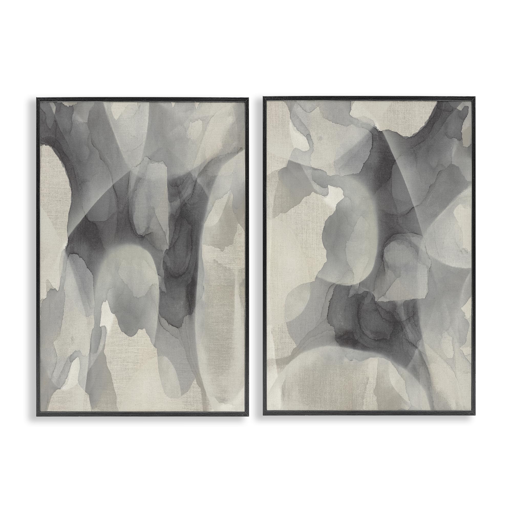 Stupell Industries Mottled Fluid Monochrome 'Mottled Fluid Monochrome'| 2Pc Framed Giclee Art Set 2