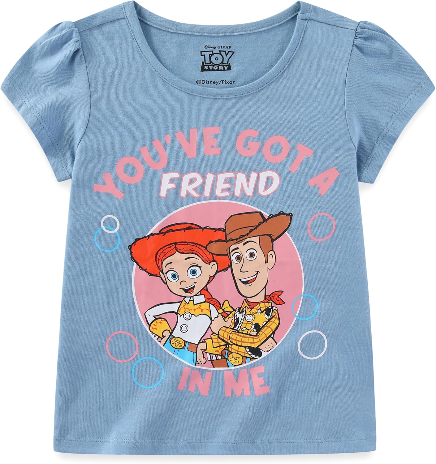 Disney Toy Story Woody Bo Peep Jessie Girls Short Sleeve Shirt 3 Pack for Toddler and Big Kids