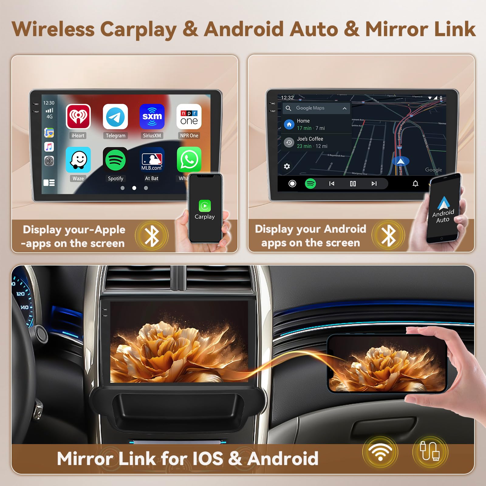 Hikity 4G+64G Android 15 Autoradio 9" pour Chevrolet Malibu CarPlay