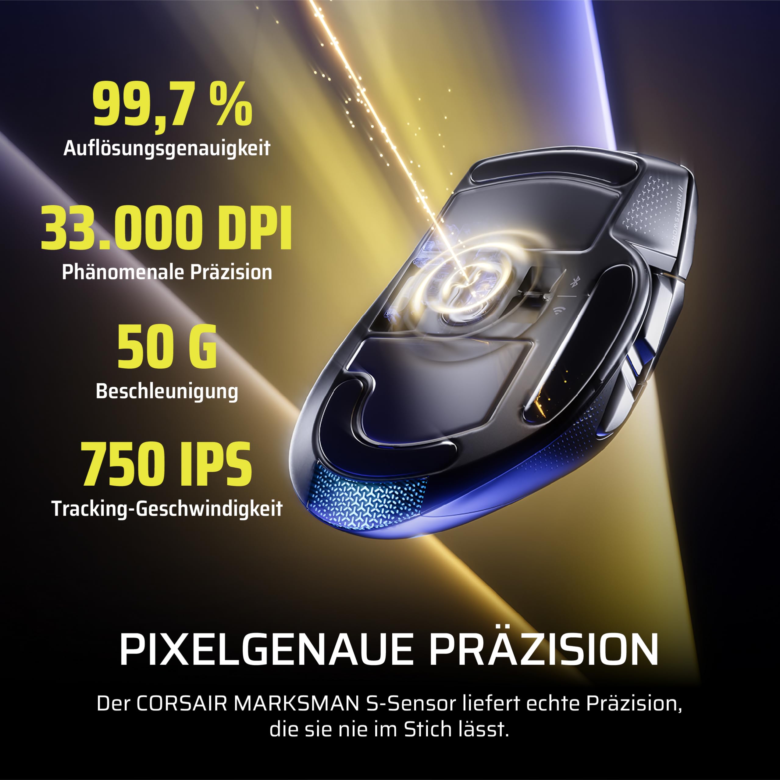 Corsair NIGHTSWORD v2 Wireless SD Gaming-Maus – Schwarz | Stream Deck-Taste, 8000Hz Hyper-Polling, 33K DPI, Ergonomisches Design, Bis zu 170 Stunden Akkulaufzeit