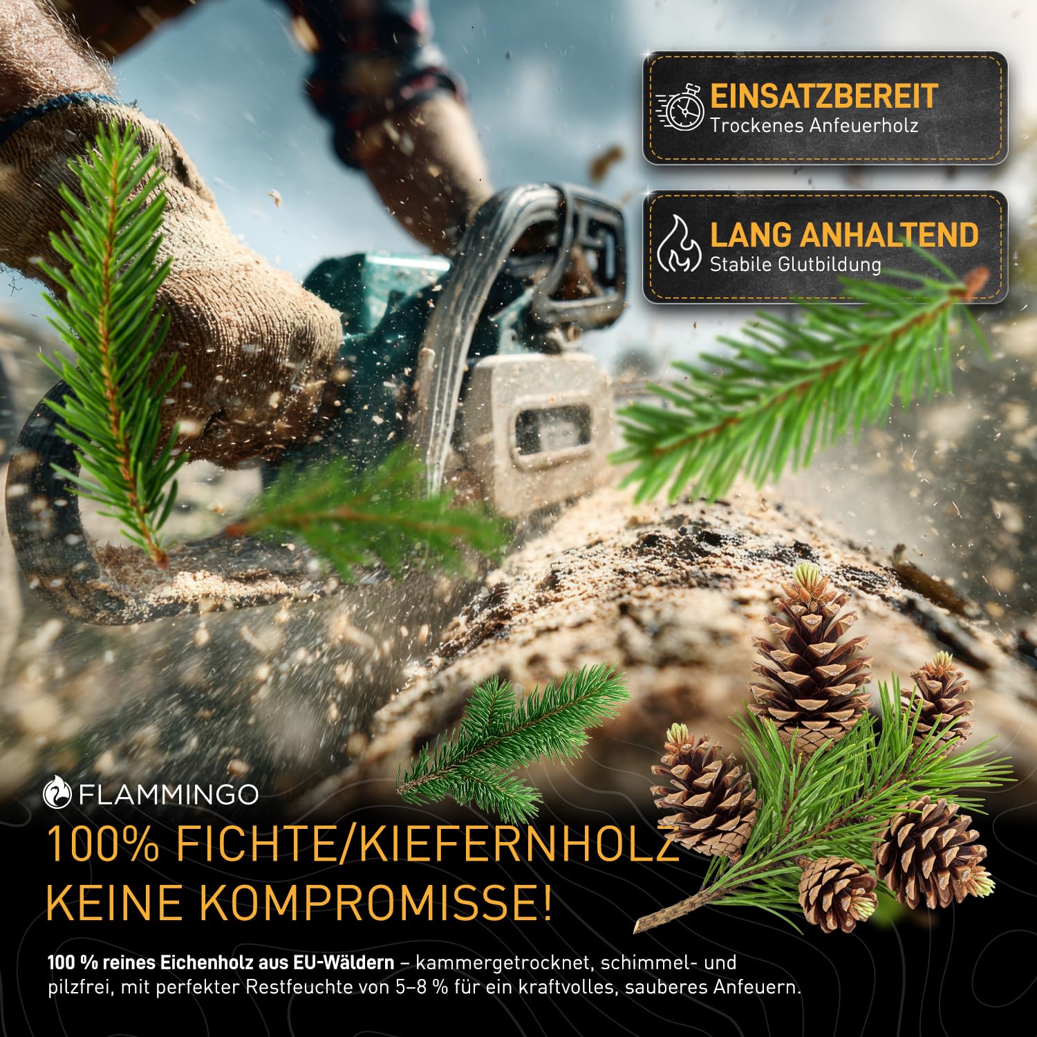 30kg Anzündholz Anfeuerholz Anmachholz Brennholz Kaminholz Ofenholz Smoker Grill BBQ Trocken Ofenfertig Fichte/Kiefer 16cm