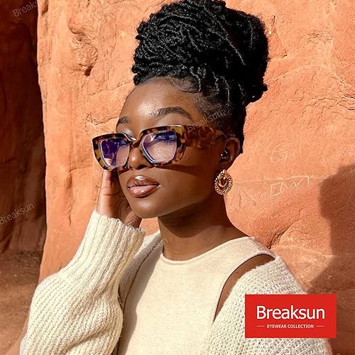 Miniatura 2 de Breaksun - Lentes de luz azul con marco grueso para mujeres y hombres, moda, cuadrados sobredimensionados, gafas de juegos de computadora