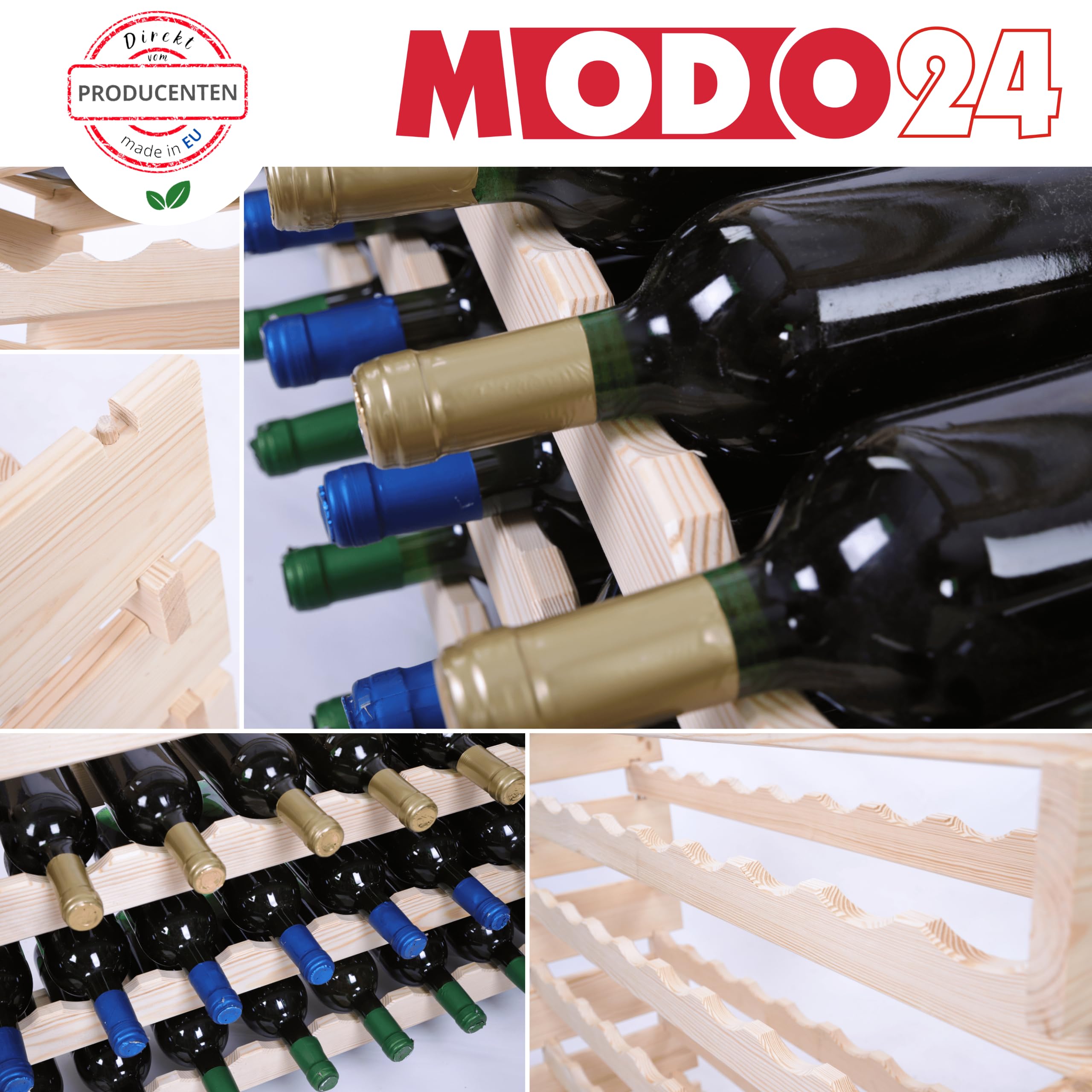 Weinregal, Holzregal, Modulares Weinständer, Weinhalter, Flaschenständer, Flaschenregal, Modernes Getränkeregal, Weinschrank, Weinregal für 36 Flaschen, Abmessungen 37x122,4x28 cm, Farbe: Braun