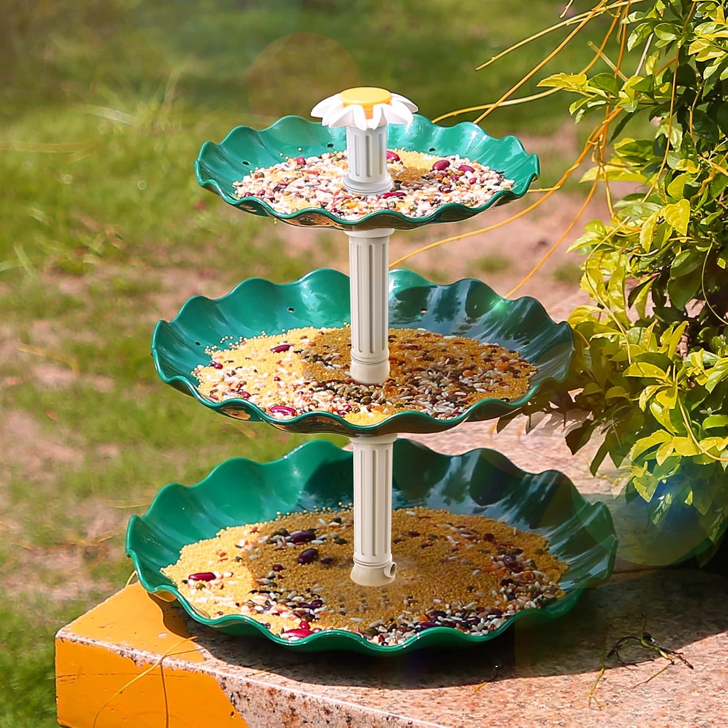 AMZtime Solar Bird Bath Fountain, 3 Tier Bird Bath with 3.5W Solar Water Fountain, Solar Powered Fountain Pump for Bird Bath, Courtyard, Outdoor, Garden Decoration.