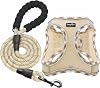 haapaw Dog Harness and Lead Set, No Pull Adjustable Reflective Step-in Puppy Harness with Thickened Padded Vest for Small Medium Dogssize L, Beige