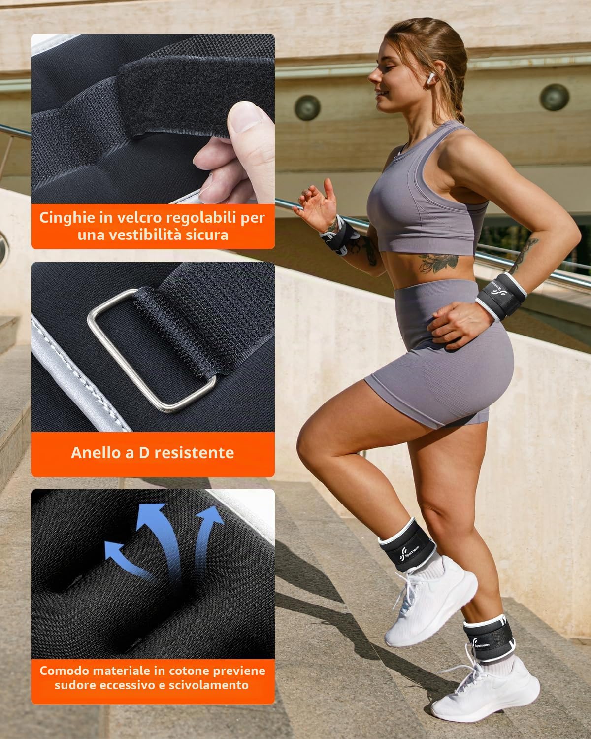 Sportneer Set di 2 pesi per gambe e braccia, per donne, 2 pesi da 0,5 kg/2 pesi da 1 kg, perfetti per danza, corsa, camminate, fitness