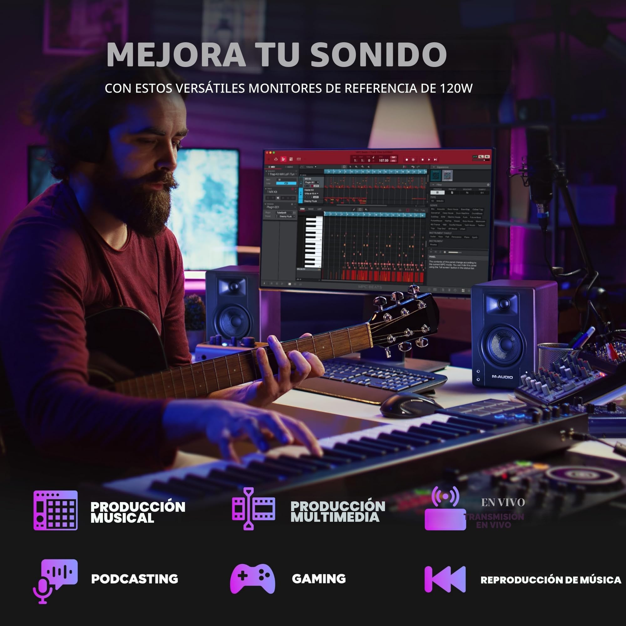Amazon.com: M-AUDIO BX3 Par de monitores de estudio de 3.5