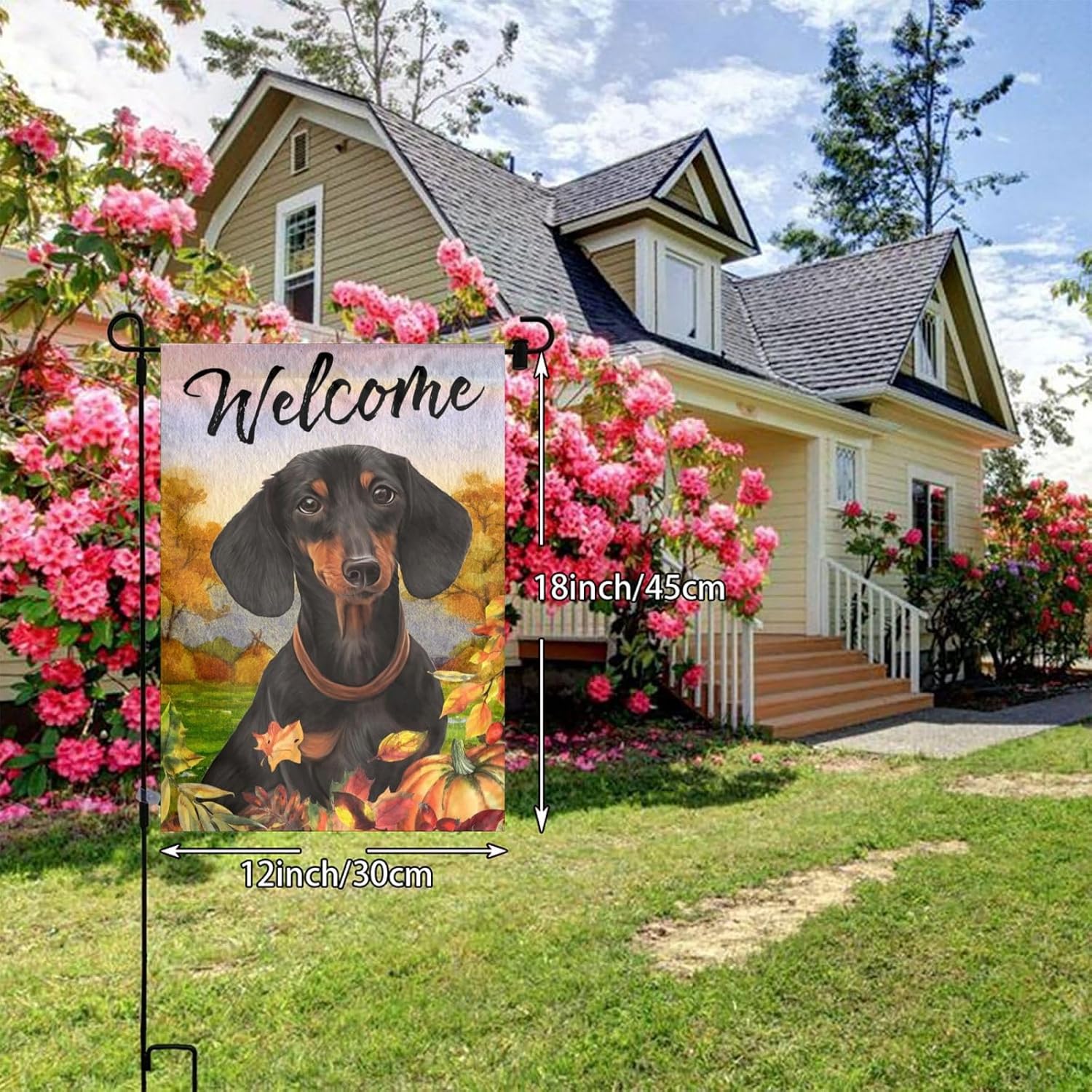 Dachshund Fall Pumpkin Fall Dog Garden Flag Welcome Party Outdoor Outside Decorations Picks Home House Garden Yard Decor 12x18 Inch - Image 8