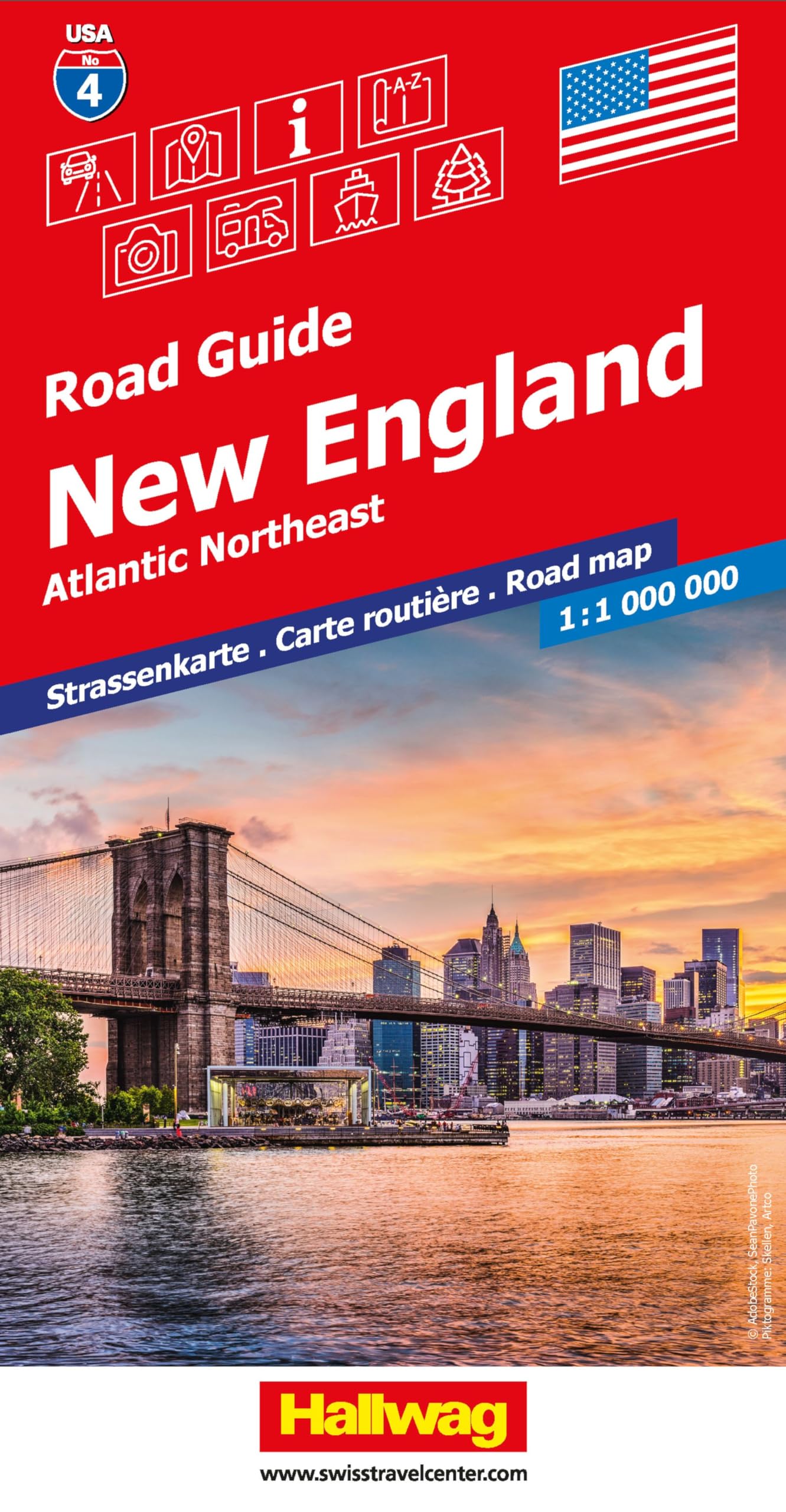 Hallwag Kümmerly+Frey AGNew England Atlantic Northeast (4): Mit New York, Boston, Philadelphia, Acadia, Cape Cod, Niagara Falls. Inkl. Stadtpläne, Ortsverzeichnis und Reiseinformationen (USA Road guides)
