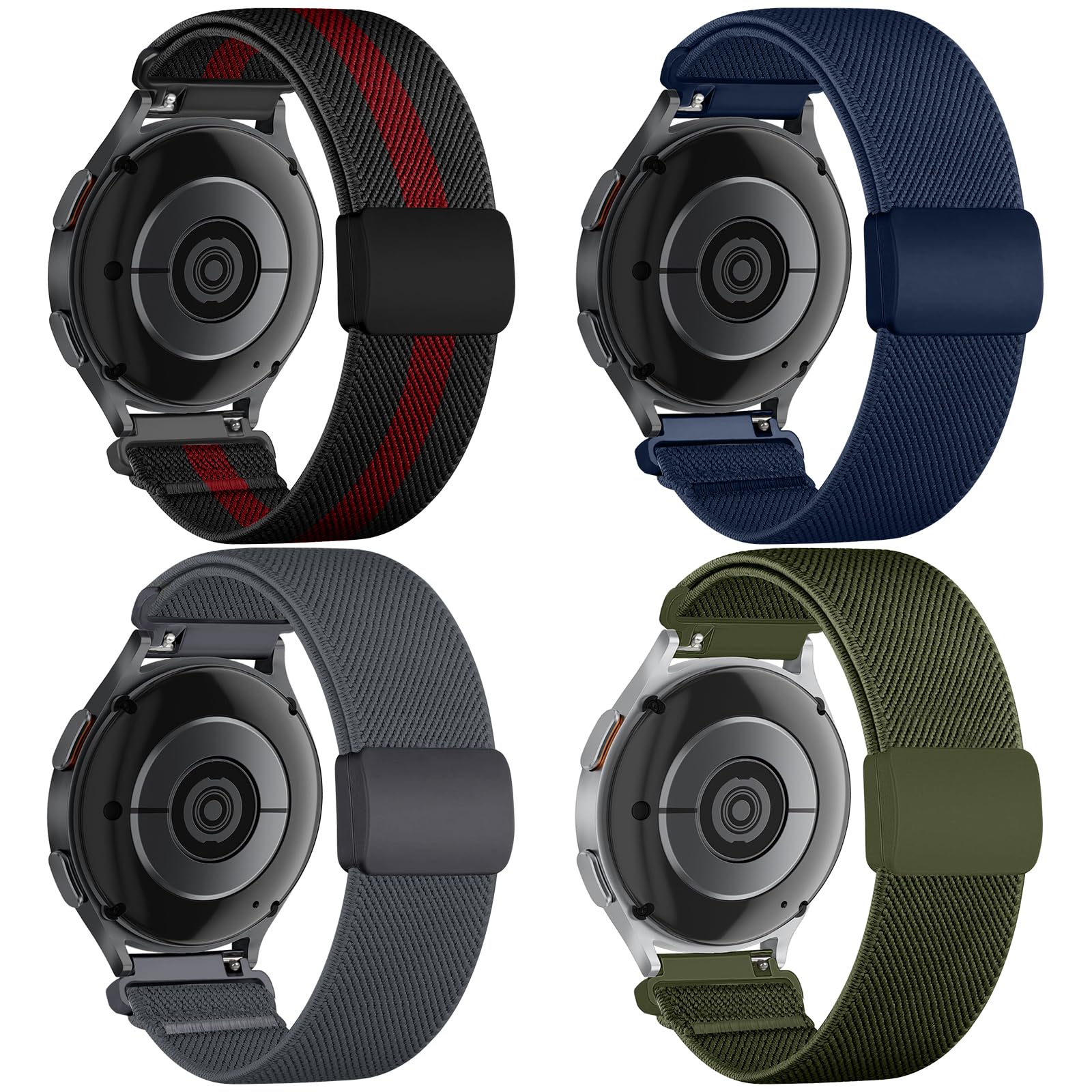chinbersky 20mm Nylon Geflochtenes Armband Kompatibel mit Samsung Galaxy Watch 4/5/6/7/FE 40mm 44mm Armband/Watch5 Pro/Watch 4&6 Classic/Active 2 40mm 44mm/Watch3 41mm/Gear Sport/Gear S2 Classic