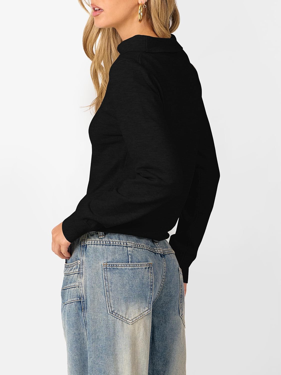 ANRABESS Womens Turtleneck Long Sleeve Lightweight Casual Fall Sweaters 2025 Black X-Large - Image 5