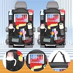 2 Pack Car Seat Protector with 10" Tablet Holder | Back Seat Organizer for Kids with 11 Storage Pockets | Car Seat Saver from Kids Dirty Shoes & Scratches