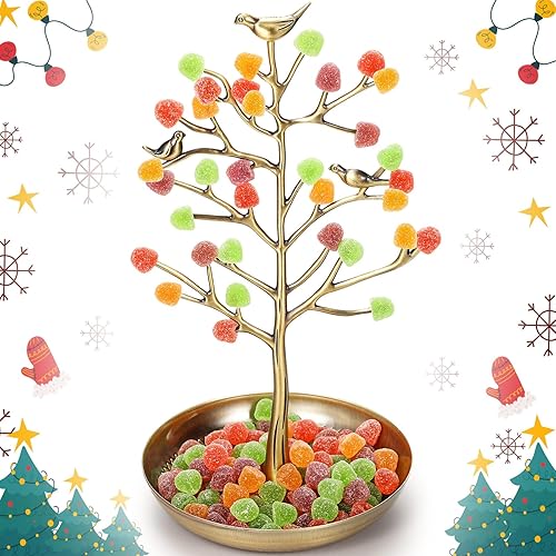 Soaoo Árbol de goma artificial festivo para centro de mesa, gotas de goma nostálgicas, decoraciones de Navidad para exhibición de mesa, adorno de
