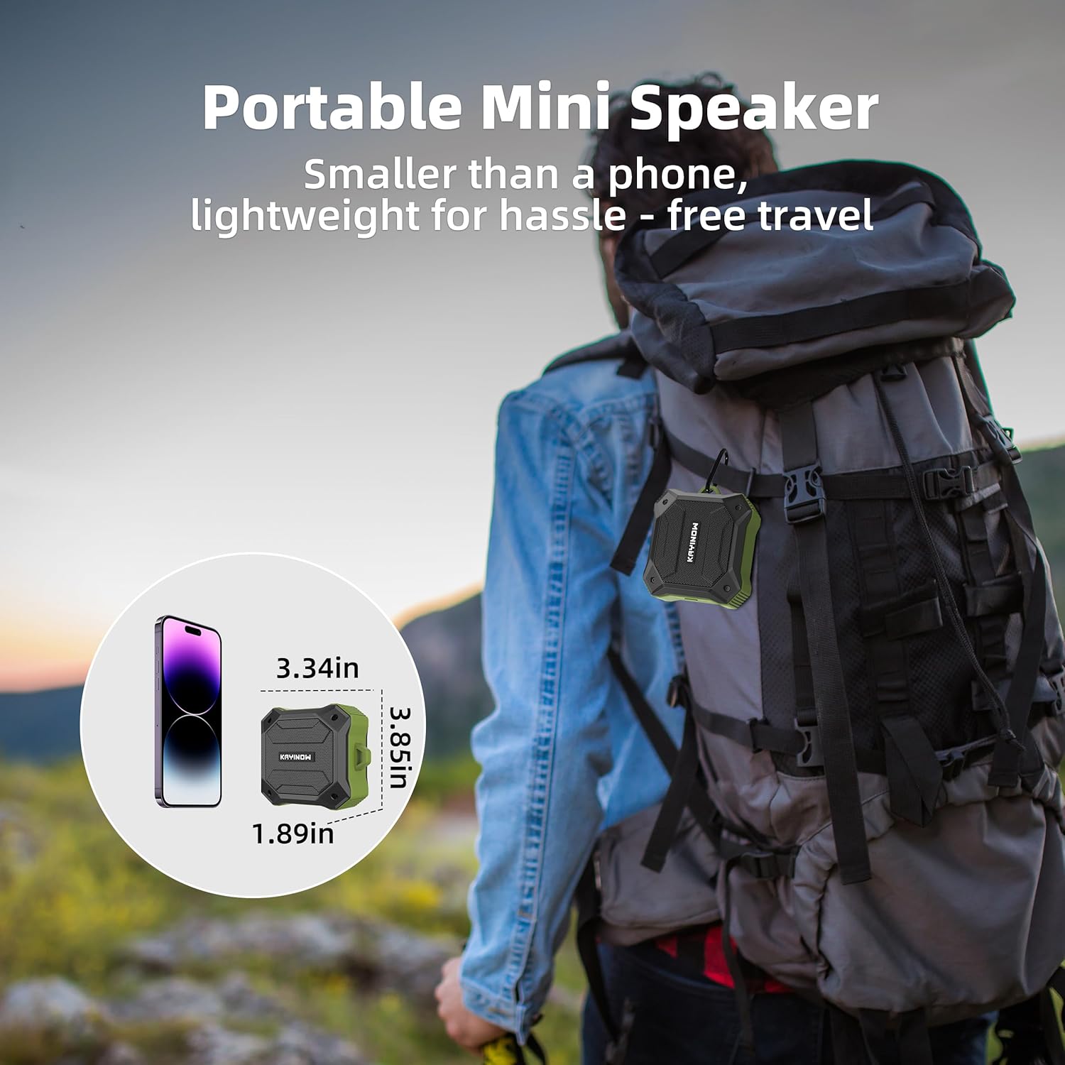 Portable Bluetooth Speaker with IPX7 Waterproofing and Shockproofing, TWS Stereo Pairing and Hands-Free Calling, 12H Playtime, Small Wireless Speaker for Outdoor Scenarios Travel Beach Shower Upgraded version Green image 3 of 8 B08PXV779D