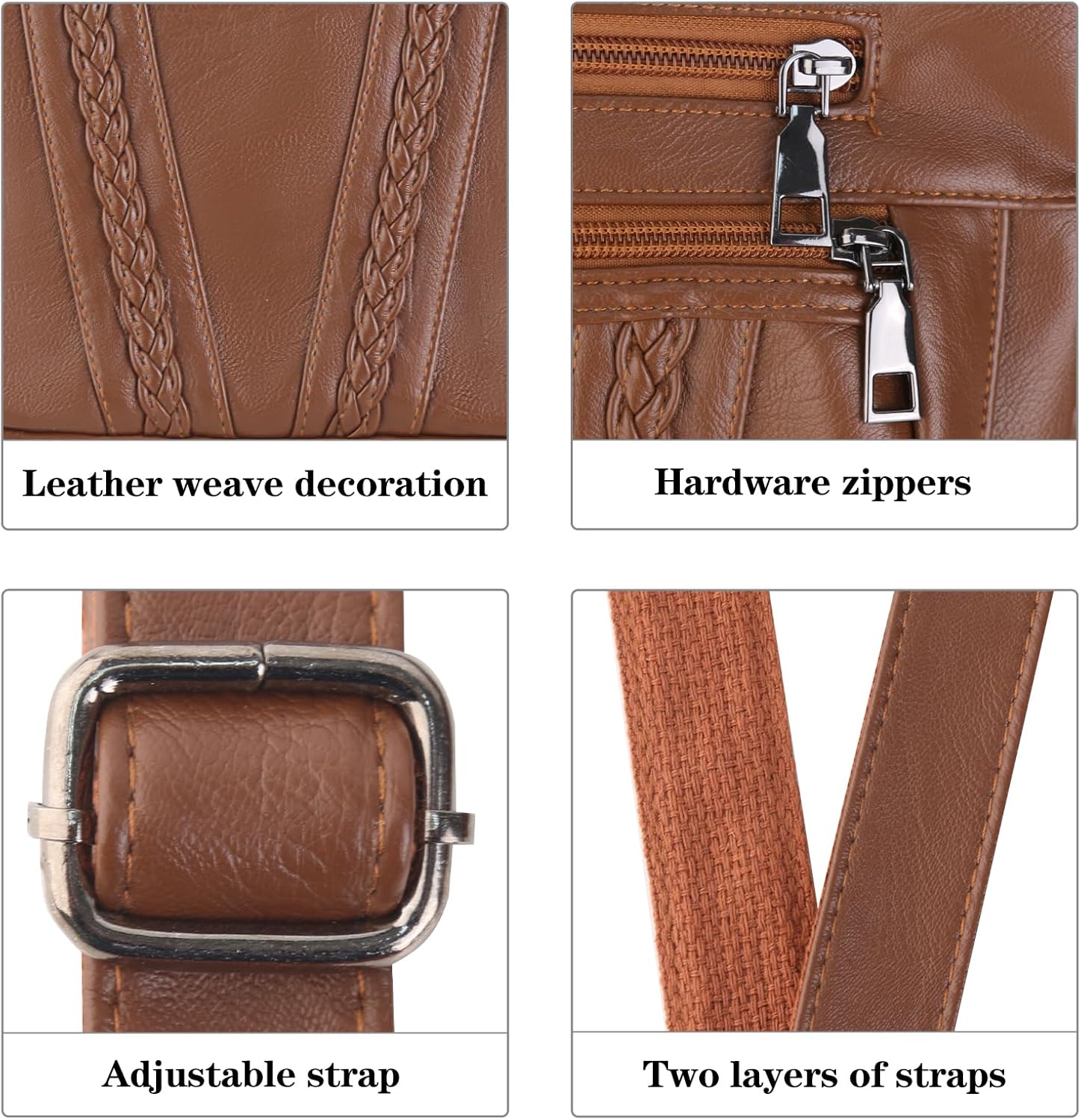 ELDA Crossbody Bags For Women Pocketbooks Soft PU Leather Purses and Handbags Multi Pocket Shoulder Bag - Image 4