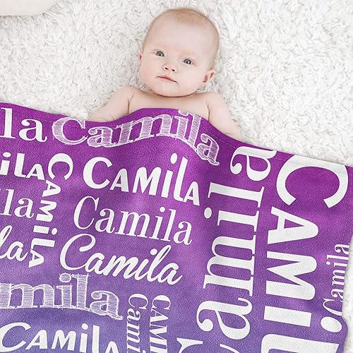 Miniatura 101 de Mantas personalizadas con nombre para niños, mantas de bebé personalizadas para niños y niñas, manta de nombre personalizada súper suave para niños