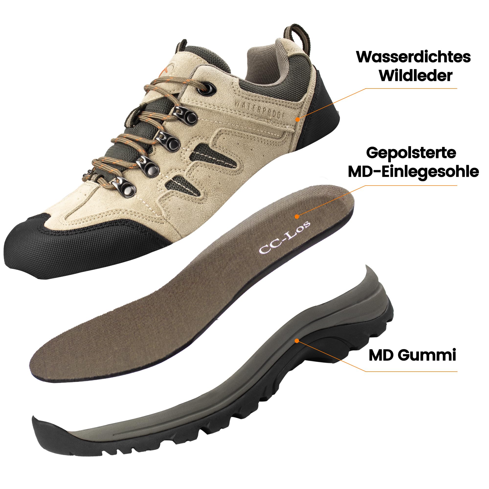 CC-Los Wodoszczelne buty trekkingowe, męskie, wygodne, lekkie, oddychające