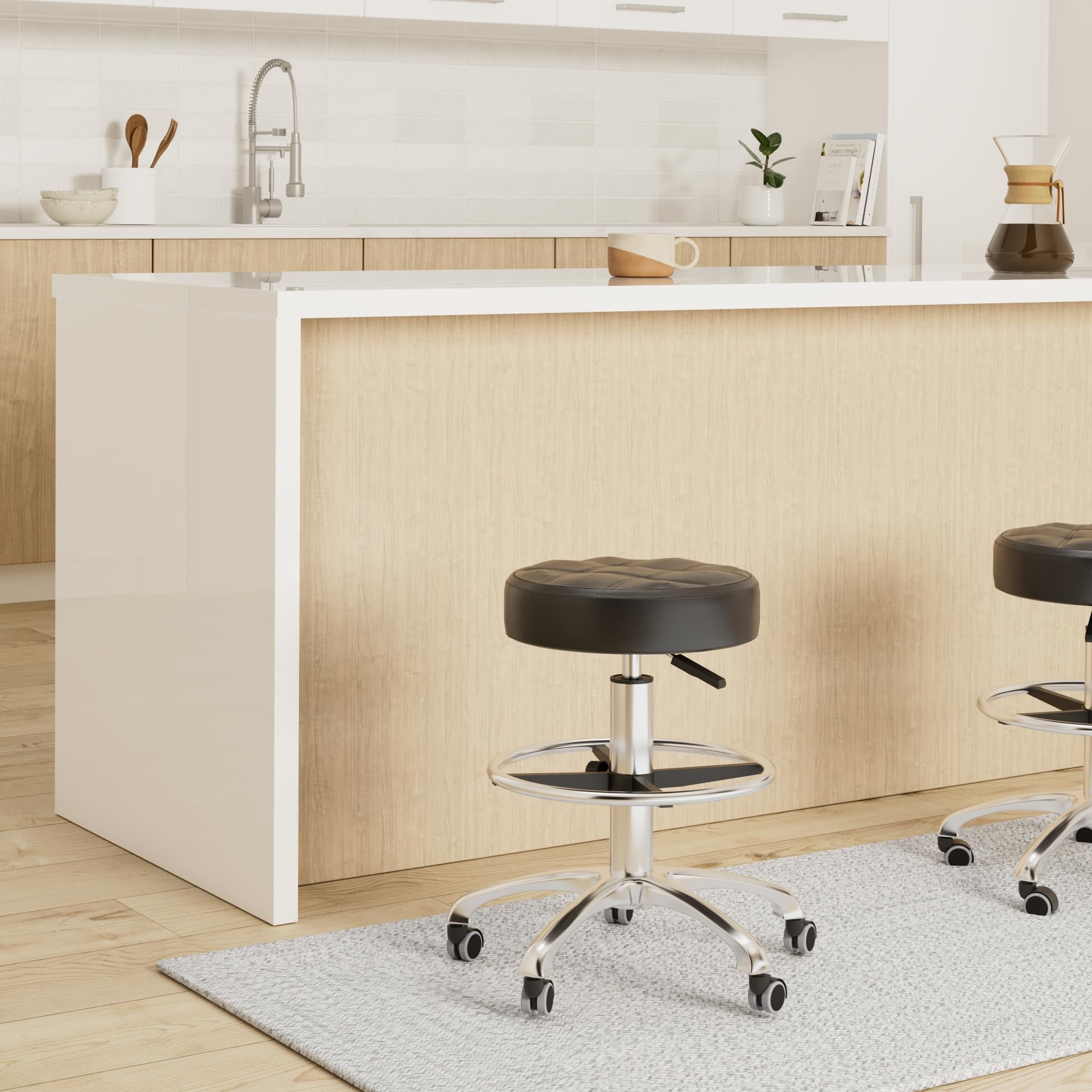Tabouret pivotant à hauteur réglable Grace&Grace, Tabouret à roulettes robuste pour bureau