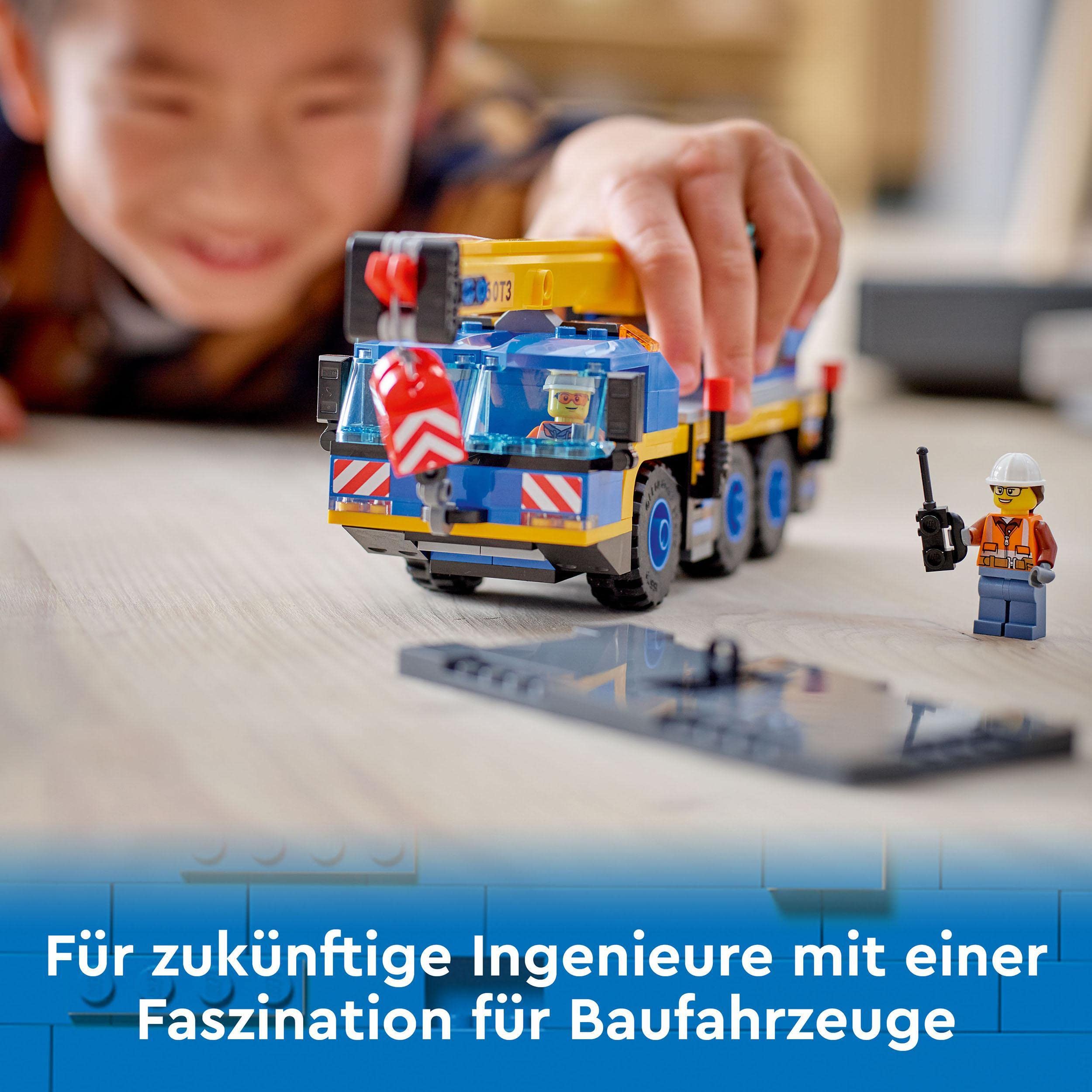 LEGO 60324 City Geländekran, Kran- und LKW-Spielzeug mit Haken, baubares Fahrzeug-Spielzeug für Jungen und Mädchen ab 7 Jahren, Geschenk für Kinder und Fans von Baufahrzeugen