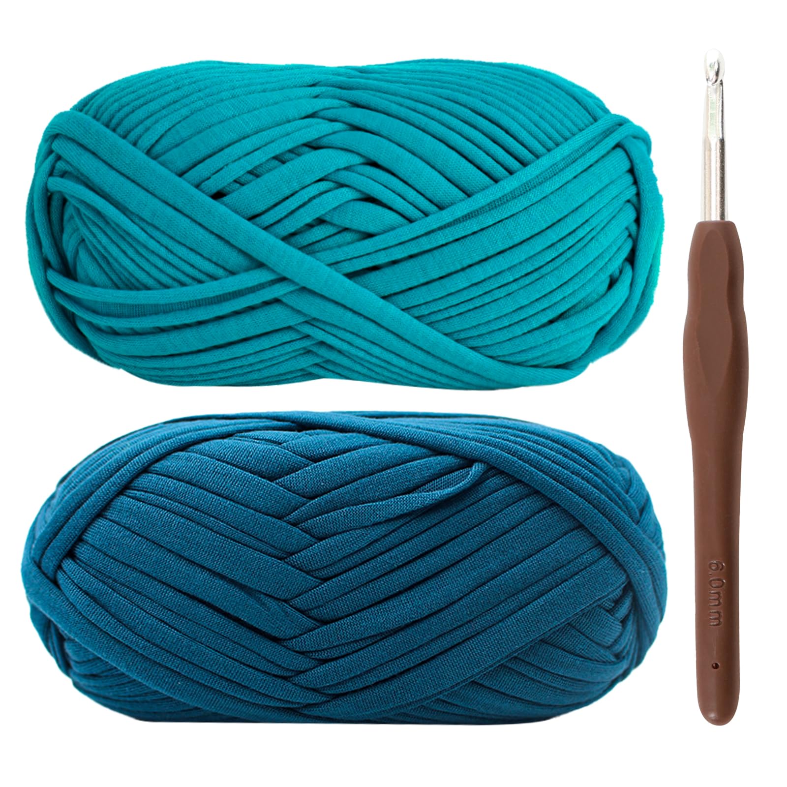 T-Shirt Yarn for Crocheting 2x100g Chunky Crochet Yarn with 6mm Hook, Perfect for Crocheting Projects, Beginner