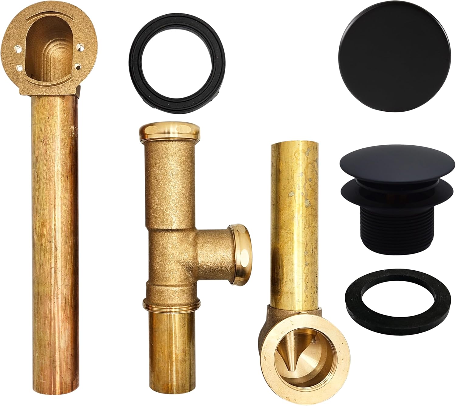 Westbrass D325H-62 European Tip Toe Bath Waste Drain Kit with Illusionary Faceplate, 14" Make-Up, 17 Ga., Matte Black