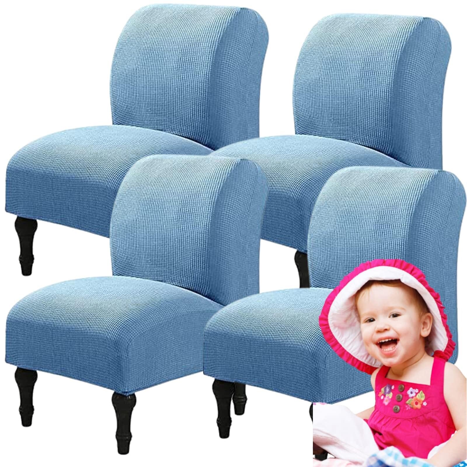 NMVAWIPT Armless Accent Chair Covers, Polyester+Spandex Stretch Slipcover, Removable Furniture Protector, For Home Hotel(57#,4pcs)