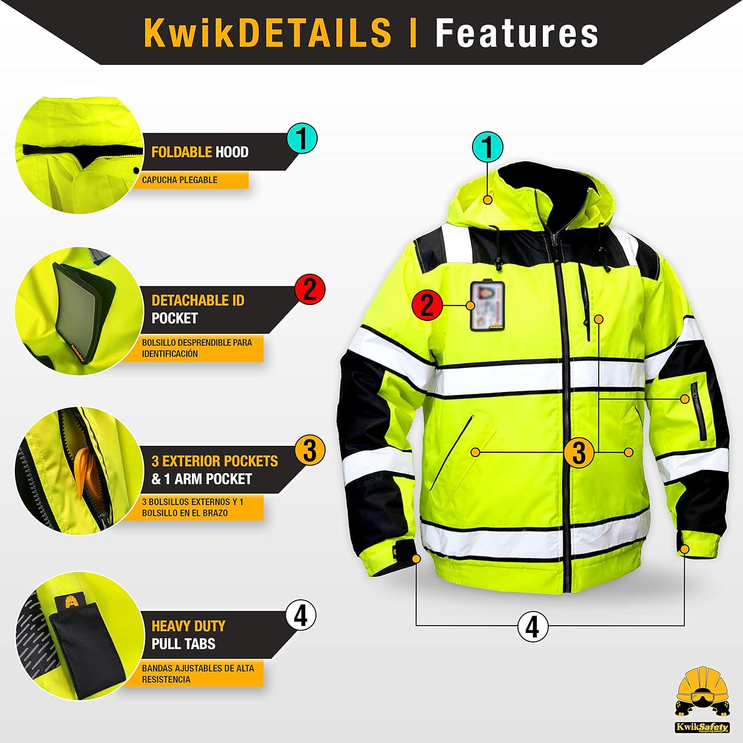 40% Off Discount KwikSafety (Charlotte, NC) ENFORCER Bomber Safety Jacket (DETACHABLE ID Pocket) Class 3 Hi Visibility Water Resistant ANSI OSHA Reflective Hoodie Warm Winter Construction Gear Men | Yellow 3XL Up To 40% OFF KwikSafety (Charlotte, NC) ENFORCER Bomber Safety Jacket (DETACHABLE ID Pocket) Class 3 Hi Visibility Water Resistant ANSI OSHA Reflective Hoodie Warm Winter Construction Gear Men | Yellow 3XL