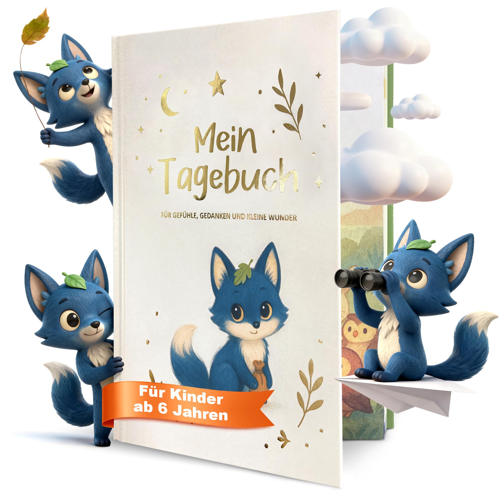 BIROYAL Gefühlstagebuch Kinder, Tagebuch Kinder A5 Hardcover - 5-Minuten Achtsamkeit für 6-12 Jahre, 120g Tintenfestes Papier, 24 Wochen Tagebuch mit Begleiter Nala für Kindererziehung & Familien