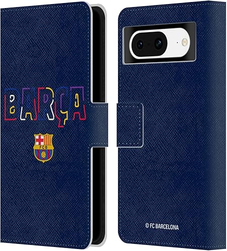 Head Case Designs Officially Licensed FC Barcelona Neon Barca Graphics Leather Book Wallet Case Cover Compatible with Google Pixel 8