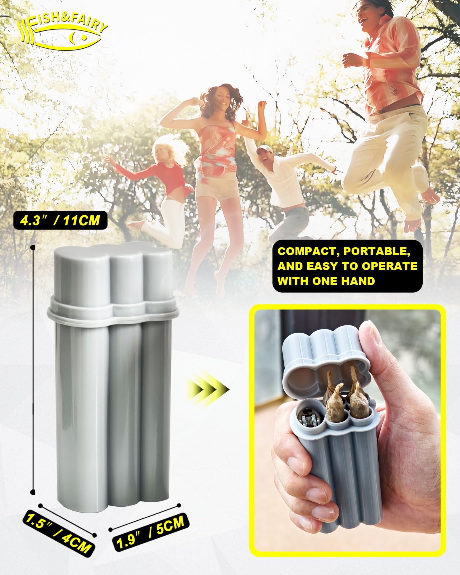 4-Hole King Size Pre-roll Cone Holder Case, Cigarette Case for Regular Size Cigarettes & King Size, Small Container Lighter Box, Smoking Accessories for 1-1/4 Size Pre Rolled Rolling Paper: 3 PACK GREY 4-6 Capacity