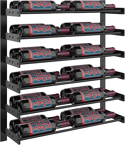Vista 44 de VintageView Evolution Wine Wall 30 3C - Estante moderno para vino (18 botellas, negro mate)