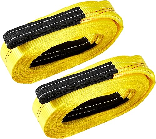 Pindex Paquete de 2 eslingas de elevación de tela de 2 pulgadas x 20 pies, 11000 libras, fuerza de rotura, 3500 libras, fuerzas de tracción, correas