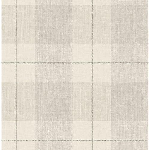 NextWall Lenox Hill Plaid Peel and Stick Wallpaper (Neutral)