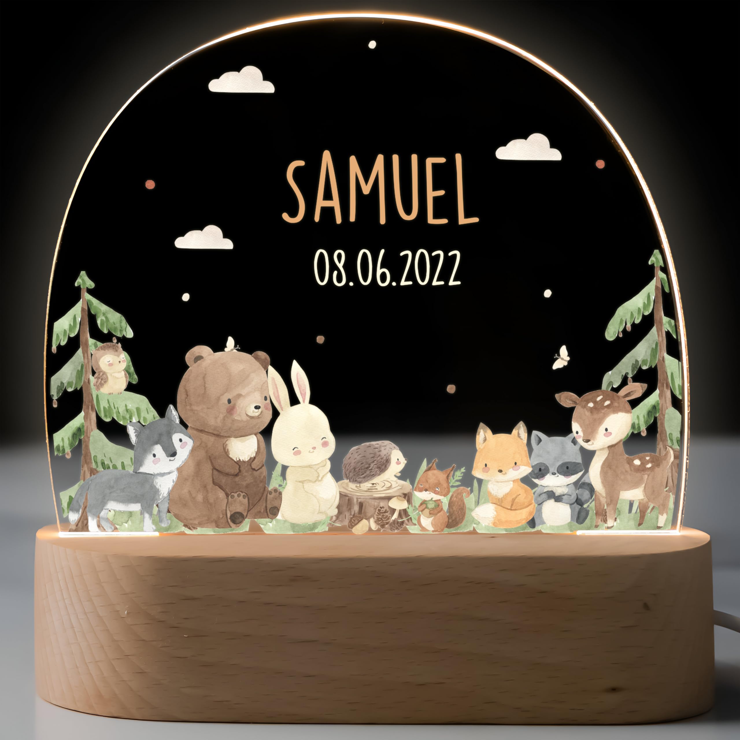 Kidsmood – Individuelles Nachtlicht für Baby & Kinder – Dimmbare Nachttischlampe mit Namen für Kinderzimmer – Personalisiertes Geschenk zur Geburt, Taufe & Geburtstag für Mädchen & Jungen